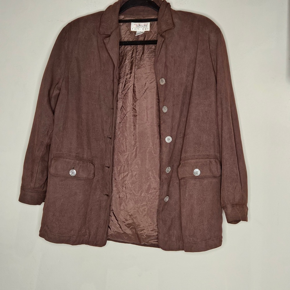 Vtg Talbots Chocolate Brown 100% Silk Blazer Jacket Sz 4 Quiet Luxury Earthyβ